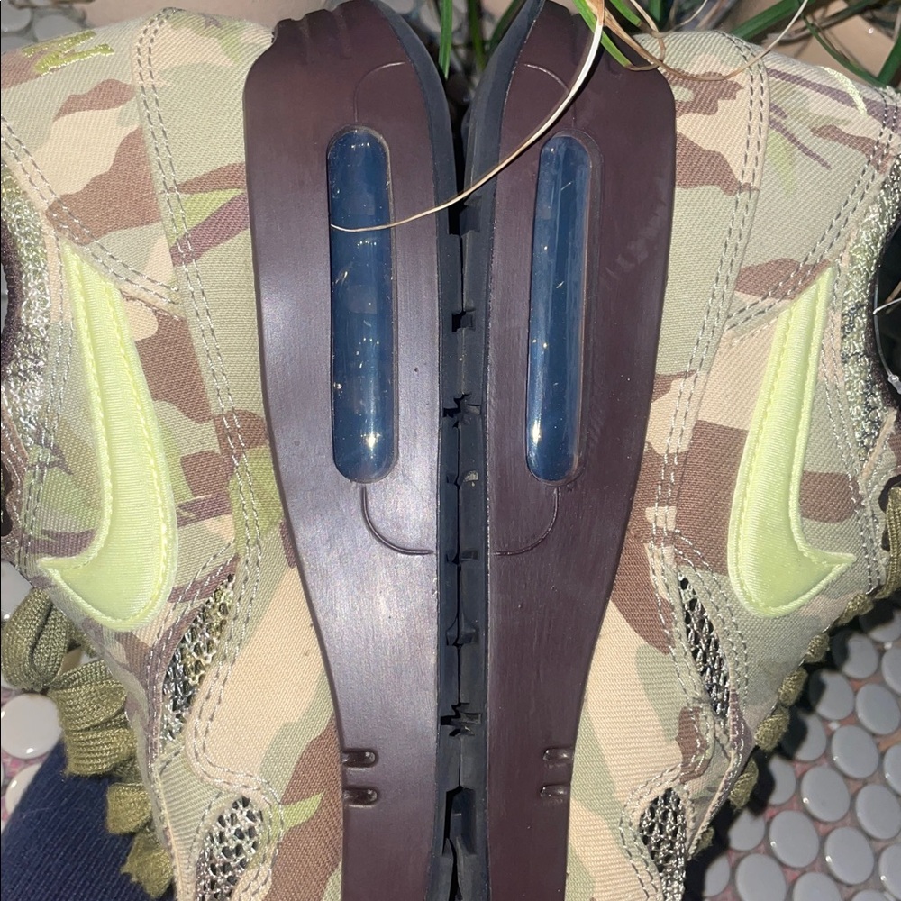 NikeAir Max 1 86 OG 'Camo Light Lemon Twist' Sz W8 (M6.5) Sz 1/2 down snug - Picture 12 of 15